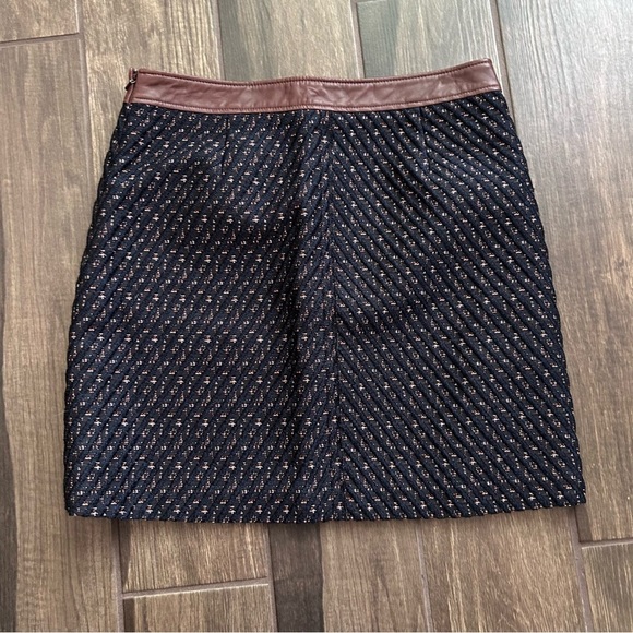 Theory Lanitta Heightened Tweed Leather Trim A-Line Skirt Sz 8 - Picture 7 of 9